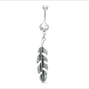 Rhinestone Feather Navel Ring